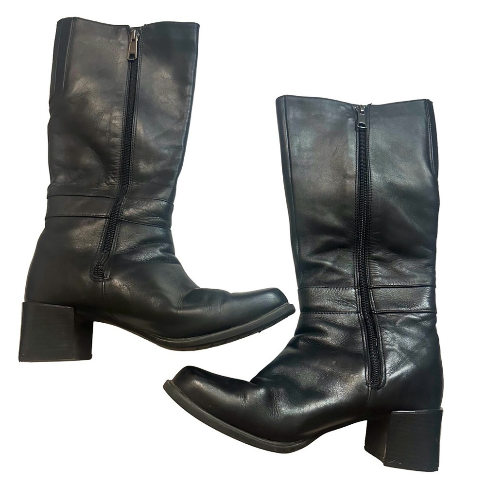 Naturalizer Women’s Black Heeled Zip-Up Leather Boots Fall Academia Size 8.5 M